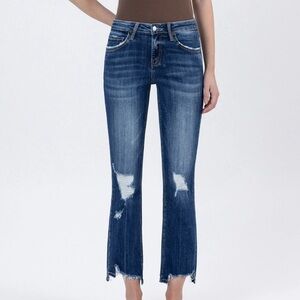 Lovervet by Vervet Jeans Mid Rise Slant Step Hem Crop Kick Flare LV1163 20W